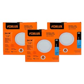 Kit 3 Painel LED 24W Bivolt 6500K Redonda Embutir Foxlux