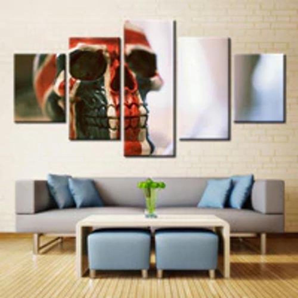 Quadro Decorativo Mosaico De 5 Peças Caveira Da Inglaterra