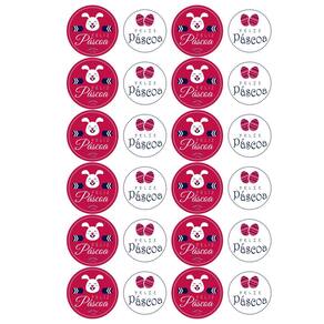 Kit 2 Cartelas de Adesivos Feliz Páscoa Rosa e Branco 48 Uni