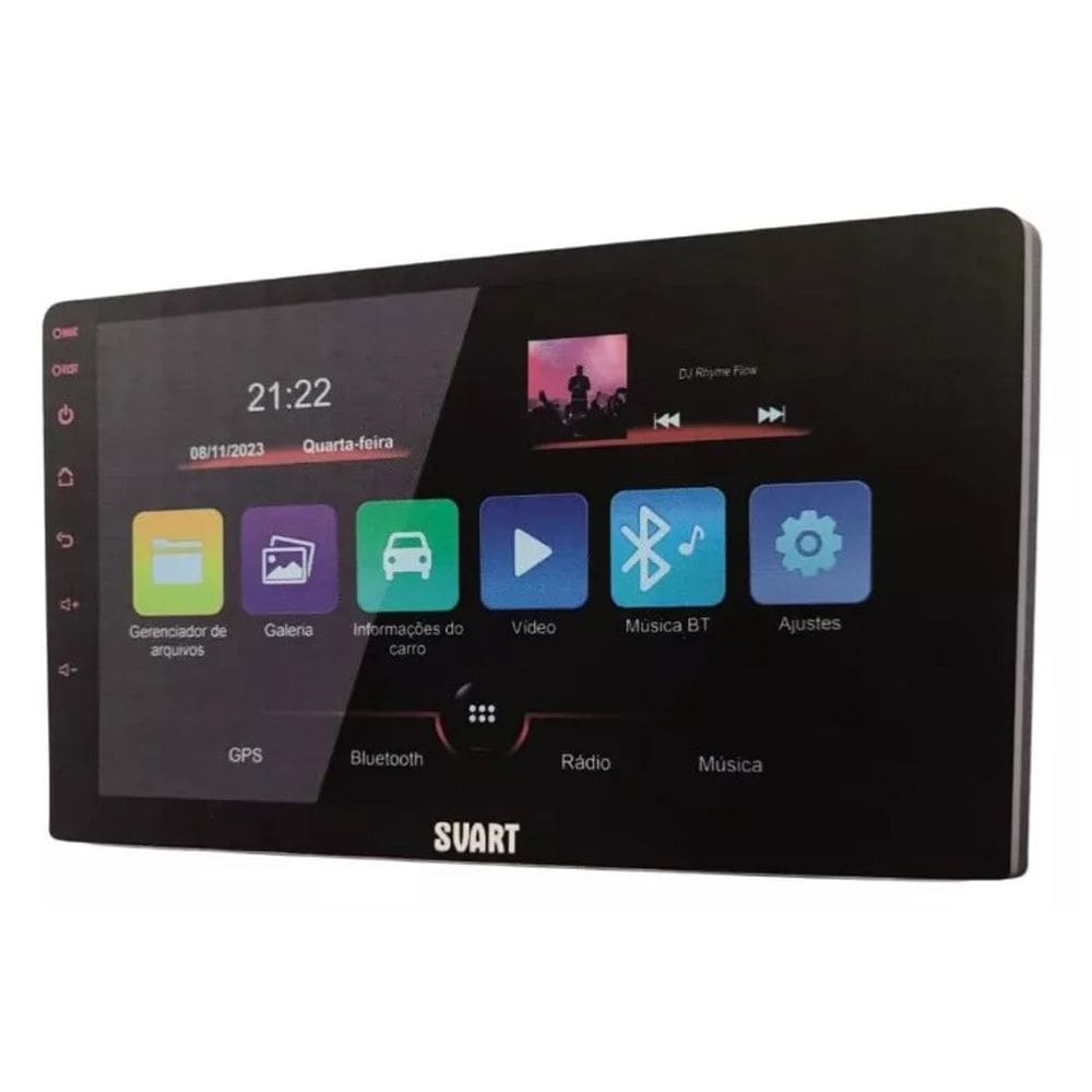 Central Multimídia Universal Svart Tela de 9" 2GB de RAM Android Auto e Carplay