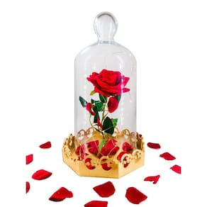 Luminária A Rosa Encantada 41 Cm/22 Cm Vidro Base Madeira