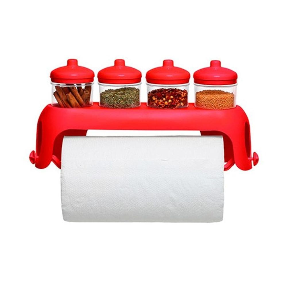 Porta Papel Toalha E Condimentos Vermelho