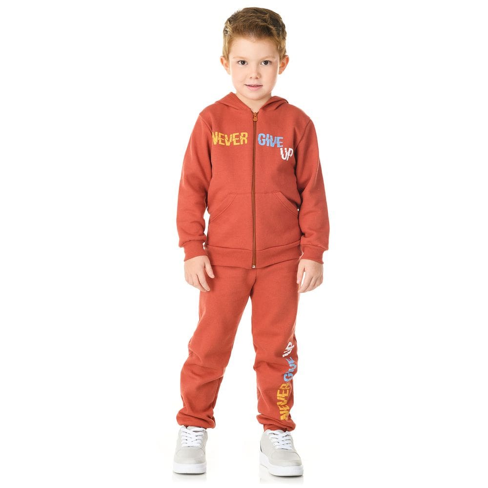 Conjunto Moletom Infantil felpudo Masculino com jaqueta com capuz Roupa de frio criança Menino