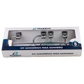 Kit De Acessórios Rainha Square Semi Luxo Inox Cromado 5 Peç