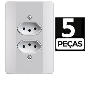 Kit 5 Conjunto Tomada Dupla 10A Branco Mec-Tronic