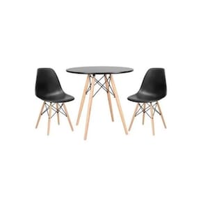 Conjunto Mesa Eiffel Redonda 70 Cm Mdf + 2 Cadeira Eames Eif