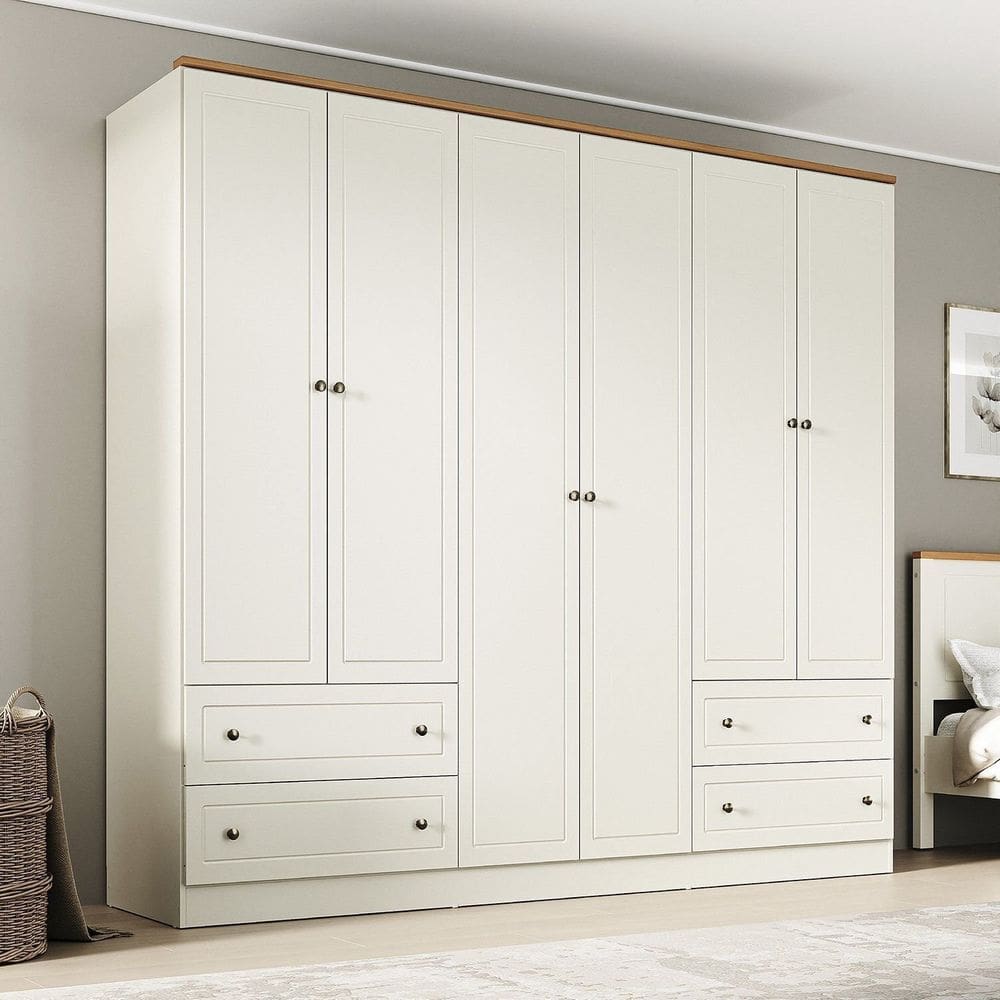 Guarda-roupa Casal 6 Portas 4 Gavetas Ananda Cabecasa Madeiramadeira OFFWHITE
