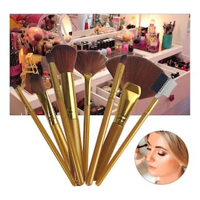 Kit 8 Pincéis De Maquiagem Profissional Olhos Pele E Boca