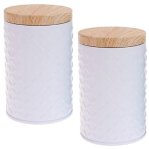 Kit De Cozinha Porta Mantimentos Branco Relevo 3D 2 Unidades
