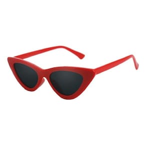 Óculos Sol Feminino Cat Eye Luxo Preto/Vermelho Retro