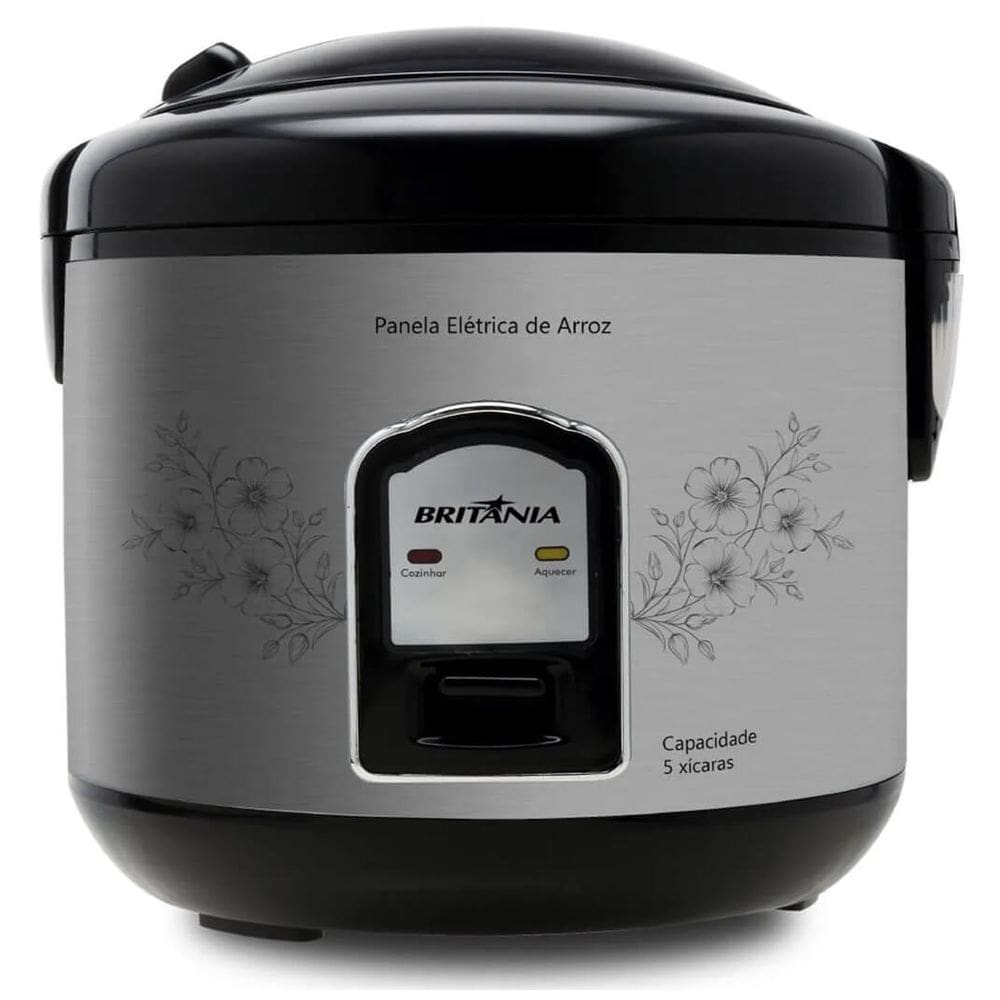 Mini Panela de Arroz Britania Flowers Faz 5 Xicaras Platinum 127V