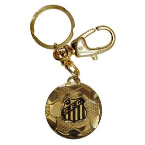 Chaveiro Santos Bola Ouro Metal Com Mosquetão Oficial Peixe