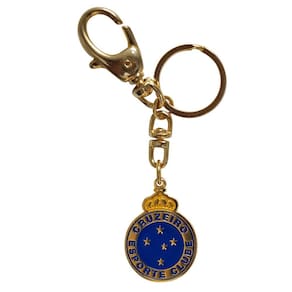 Chaveiro Cruzeiro Brasão Metal Dourado Com Mosquetão Oficial