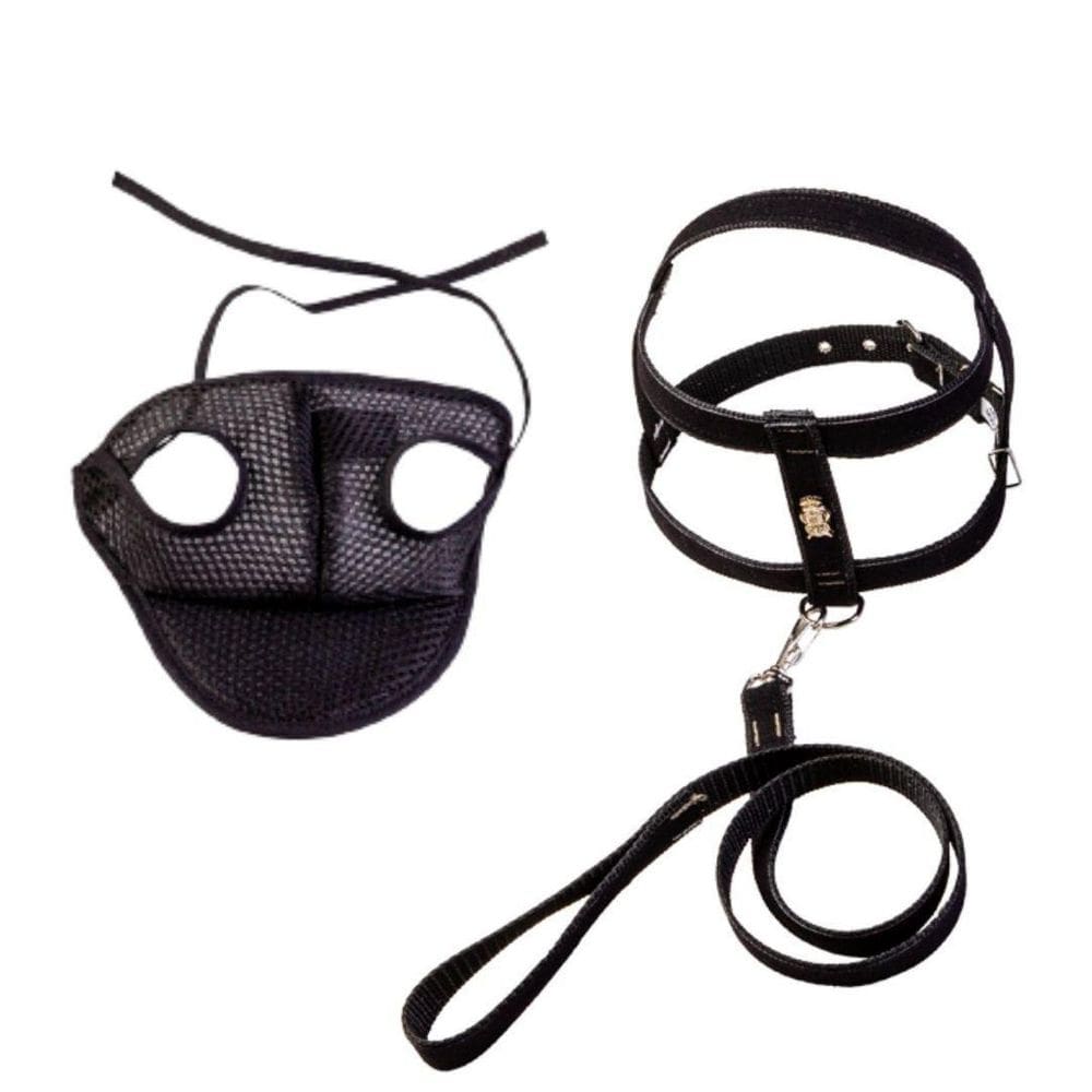 Kit Coleira Peitoral Com Aplique E Boné Para Cachorros - N05