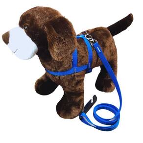 Peitoral Cachorro Nylon 15mm Azul nº 4 com Guia