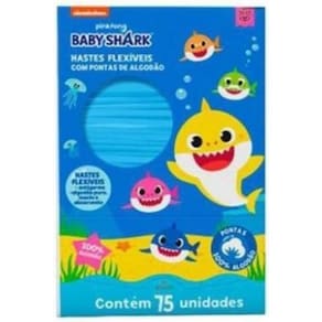 Cotonetes Baby Shark 75 Unidades - Hastes Flexíveis