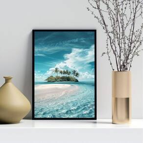 Quadro Decorativo Praia - Ilha 24X18Cm - Com Vidro