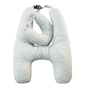 Almofada H De Dormir Para Carro Com Almofada Chevron Cinza