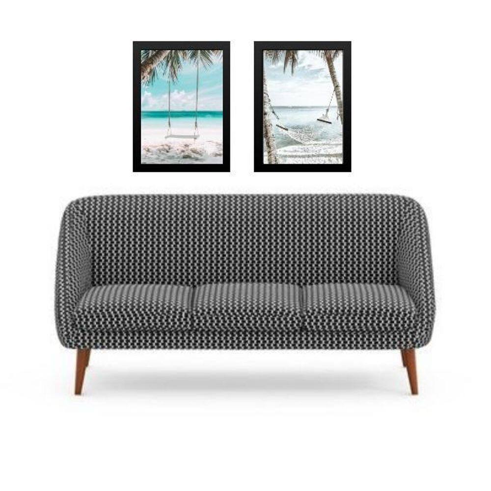 Kit 2 Quadros Decorativos Praia Relaxar 24X18Cm - Com Vidro