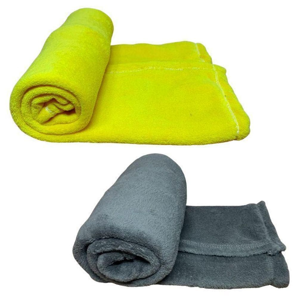 Kit 2 Mantas Pet Cor Amarela E Cinza