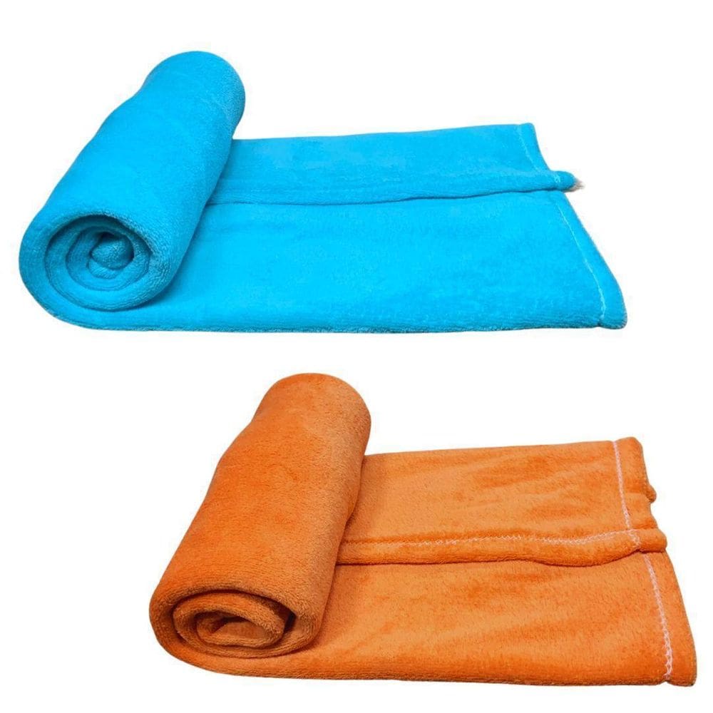 Kit 2 Mantas Pet Cor Azul E Laranja