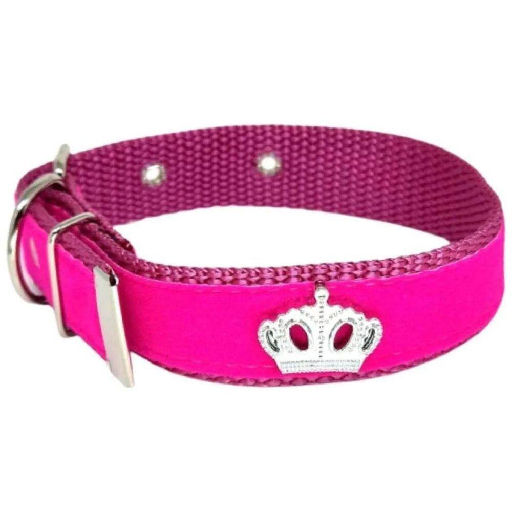 Coleira Camurça Aplique Cachorro Nicapet 25Mm Cor Rosa Nº 4