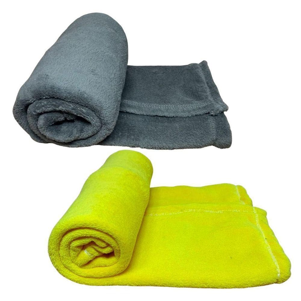 Kit 2 Mantas Pet Cor Cinza E Amarela