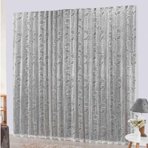 Cortina Charme Em Renda Com Voal 2,00 X 1,70 Varão - Tabaco