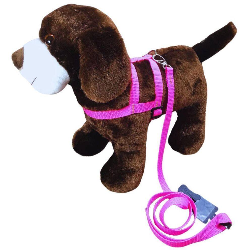 Coleira peitoral nylon p/ cachorro 15mm - rosa nº 3