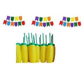 Kit Decoração Festa Junina Caipira Copo Milho + Bandeirinhas