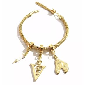Pulseira Berloque Veterinária Cavalo Folheado a Ouro 18k