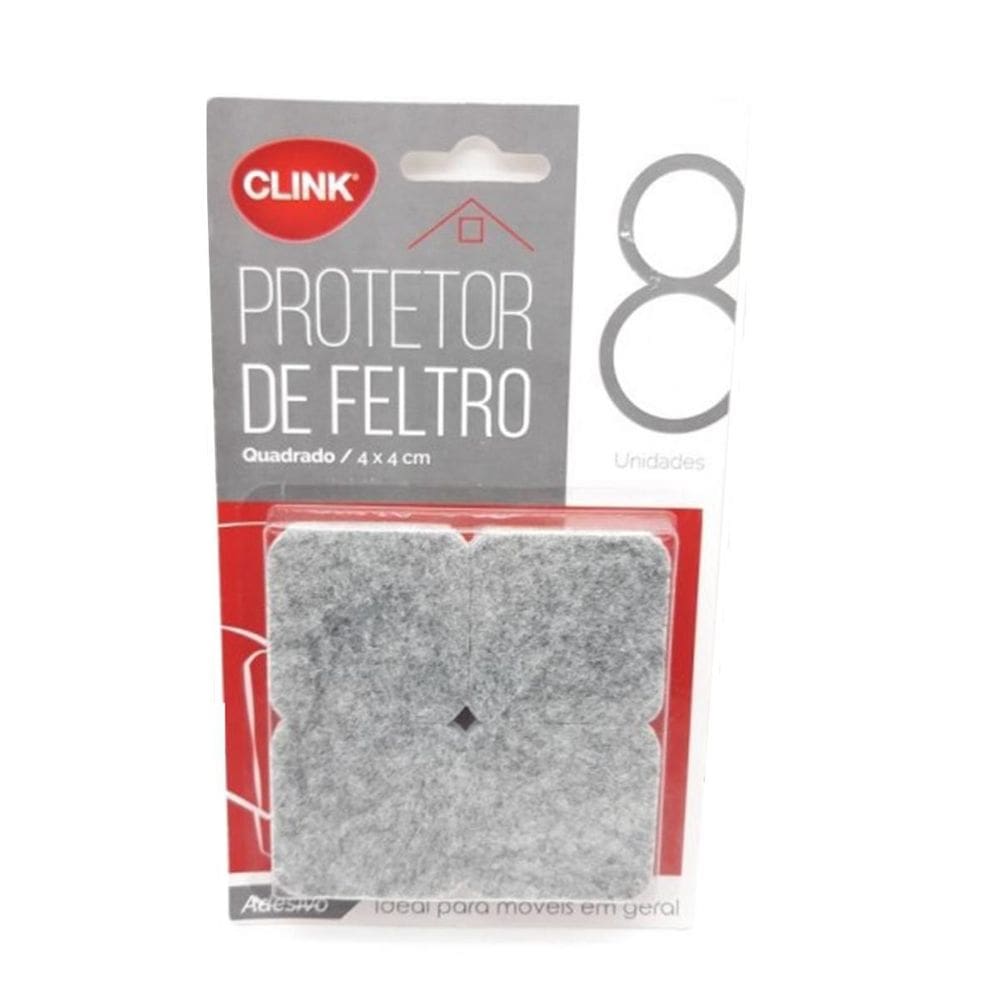 Protetor De Móveis Quadrado De Feltro 8 Unidades 4X4Cm Clink