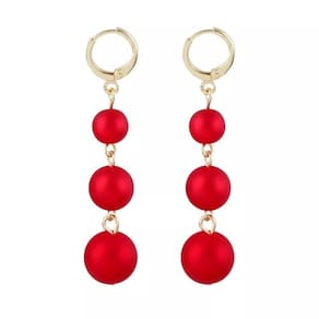 Brincos Bolas Vermelho C/Dourado Grande Presente P/Namorada