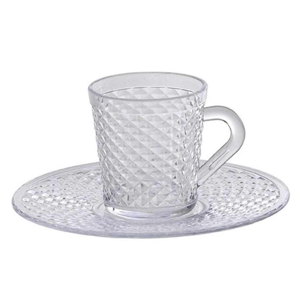 Xicara Com Pires Luxxor 120Ml Cristal Ref 1144
