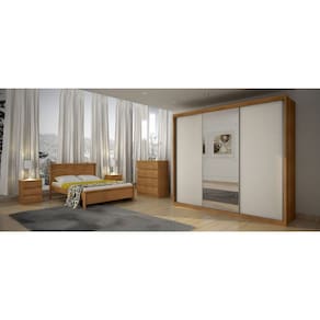 Guarda Roupa Casal com Espelho 3 Portas 6 Gavetas - Palazzo-Cumaru/Fendi - Móveis Novo Horizonte