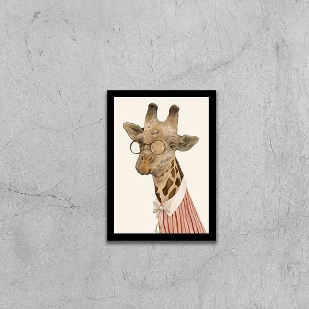 Quadro Sr. Girafa 33X24Cm - Com Vidro Moldura Preta