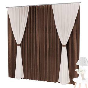 Cortina Bhaly Jacquard E Voal 4,00 X 2,50 Para Trilho Tabaco