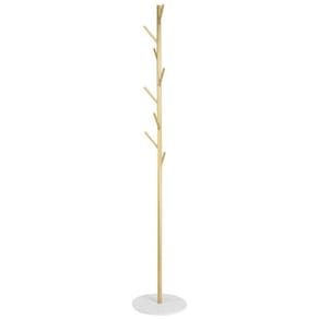 Cabideiro Dourado 8 Hastes Com Base Em Mármore 170X32X32Cm