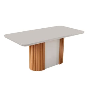 Mesa de Jantar Aspen 180cm Tampo Mdf e Vidro Canto Copo Moderna Mobília