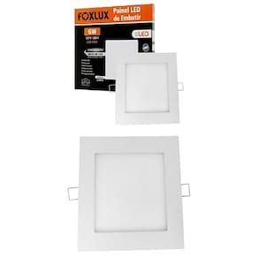 Kit 2 Painel LED 6W Downlight Bivolt 6500K Quad. Emb. Foxlux