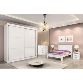Guarda Roupa Casal 2 Portas 6 Gavetas - Cancun-Branco - Móveis D`Doro