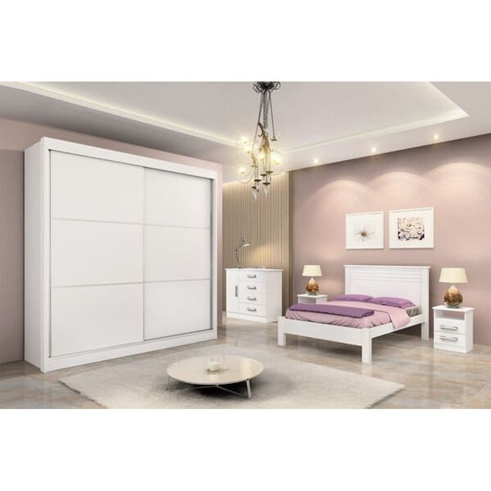 Guarda Roupa Casal 2 Portas 6 Gavetas - Cancun-Branco - Móveis D`Doro