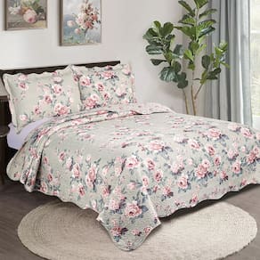 Colcha Cobre Leito Casal 3 peças dupla face Bordada Matelassê Estampada Camesa Lutetia