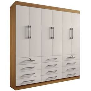 Guarda Roupa Casal 6 Portas 12 Gavetas - Mônaco-Cinamomo/Off White - Móveis D`Doro