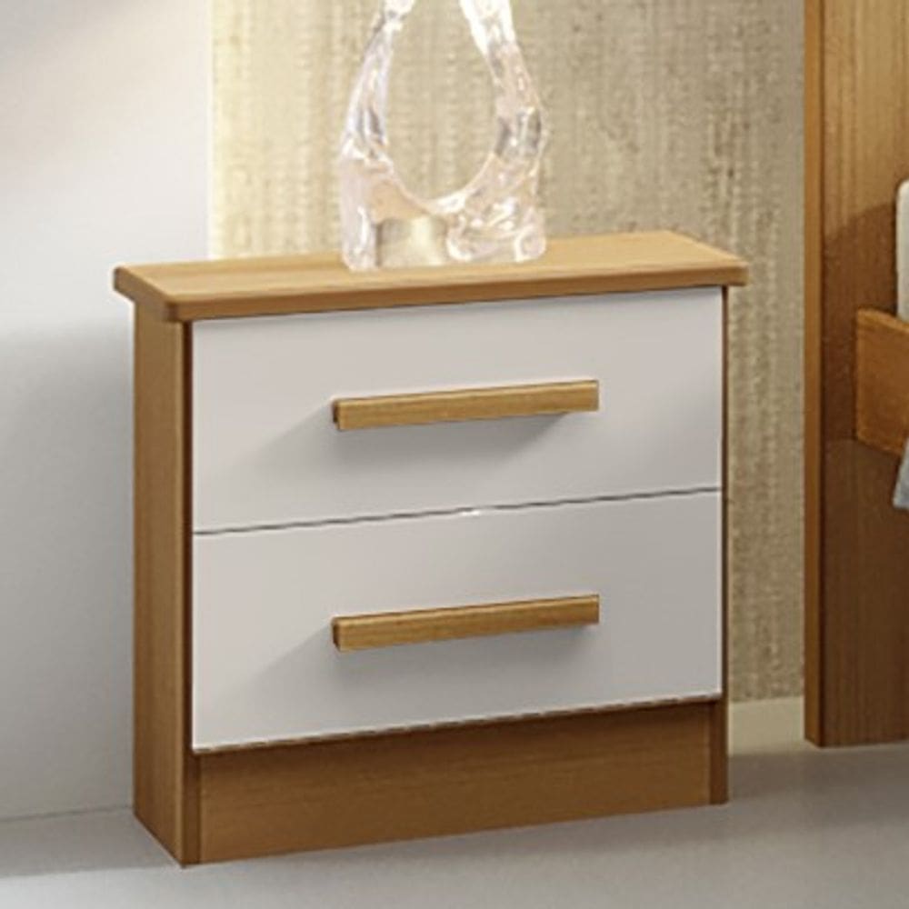 Mesa de Cabeceira com 2 Gavetas - New Athos-Cinamomo/Off White - Móveis D`Doro
