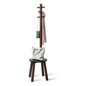 Cabideiro e Banco Pillar - Madeira Natural - 6 Ganchos - 50x50x165 cm