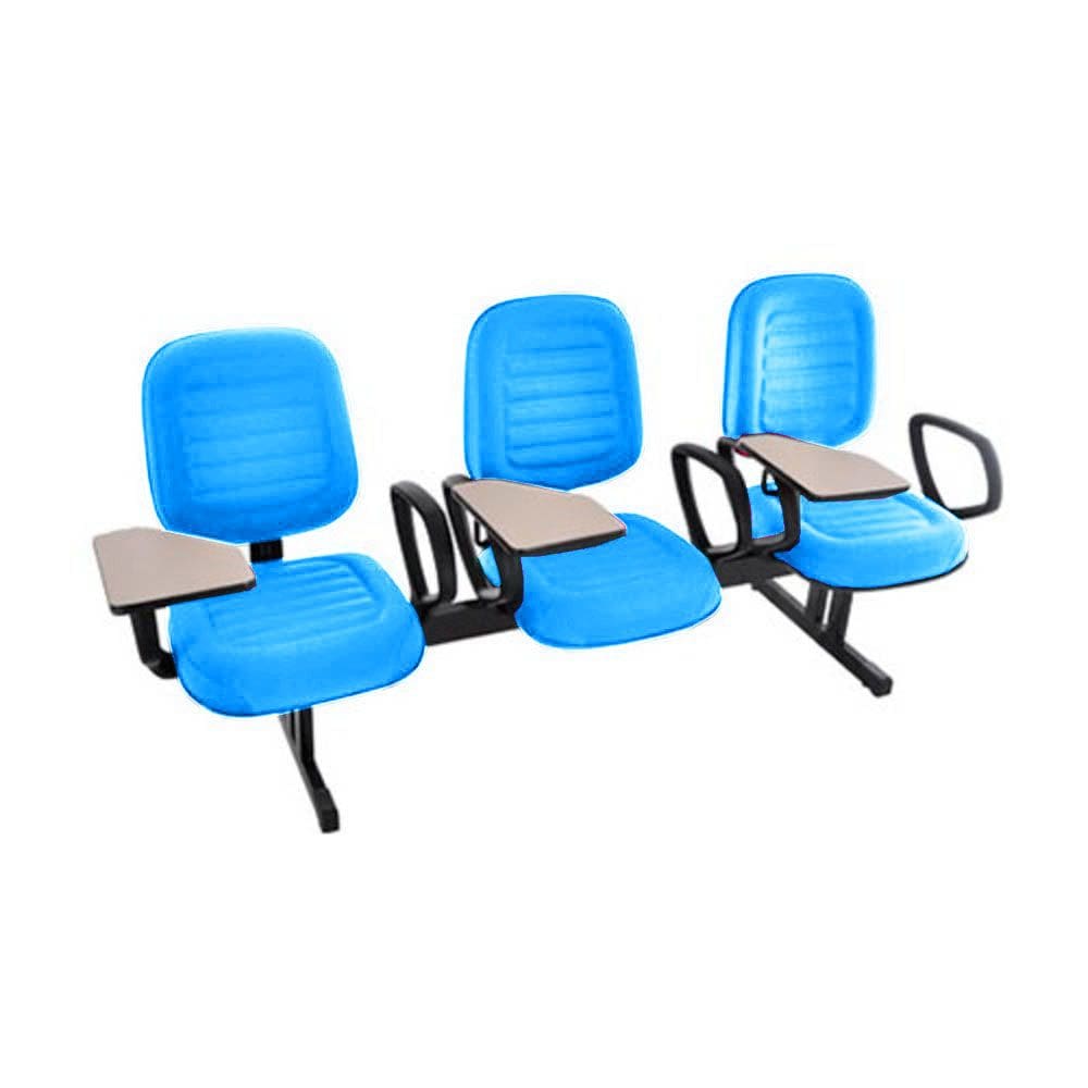 Cadeira Escolar Universitária em Longarina com prancheta para Escolas e Faculdades Linha Blenda Azul