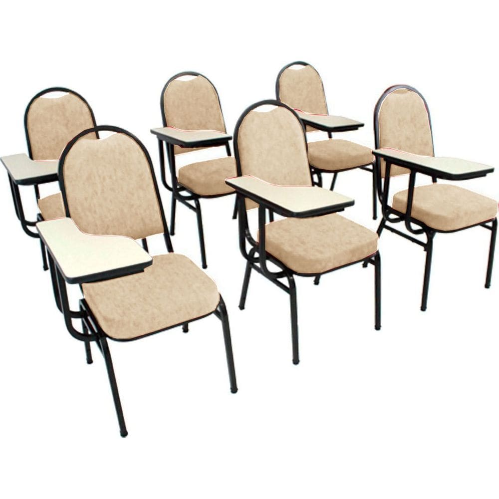 Kit com 6 Cadeiras Universitária para Auditórios Linha Hotel Bege