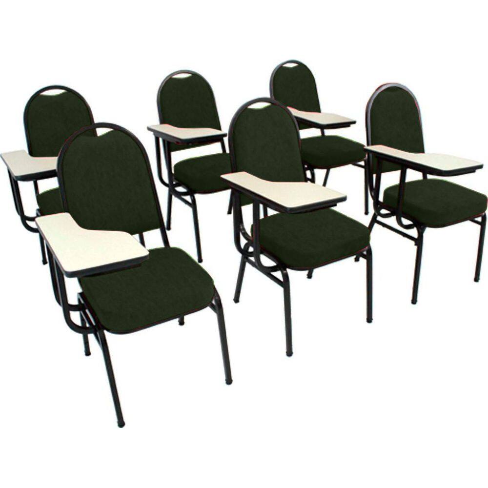 Kit com 6 Cadeiras Universitária para Auditórios Linha Hotel Verde