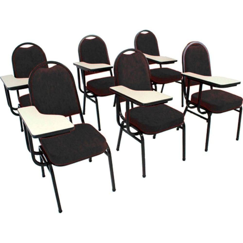 Kit com 6 Cadeiras Universitária para Auditórios Linha Hotel Preto